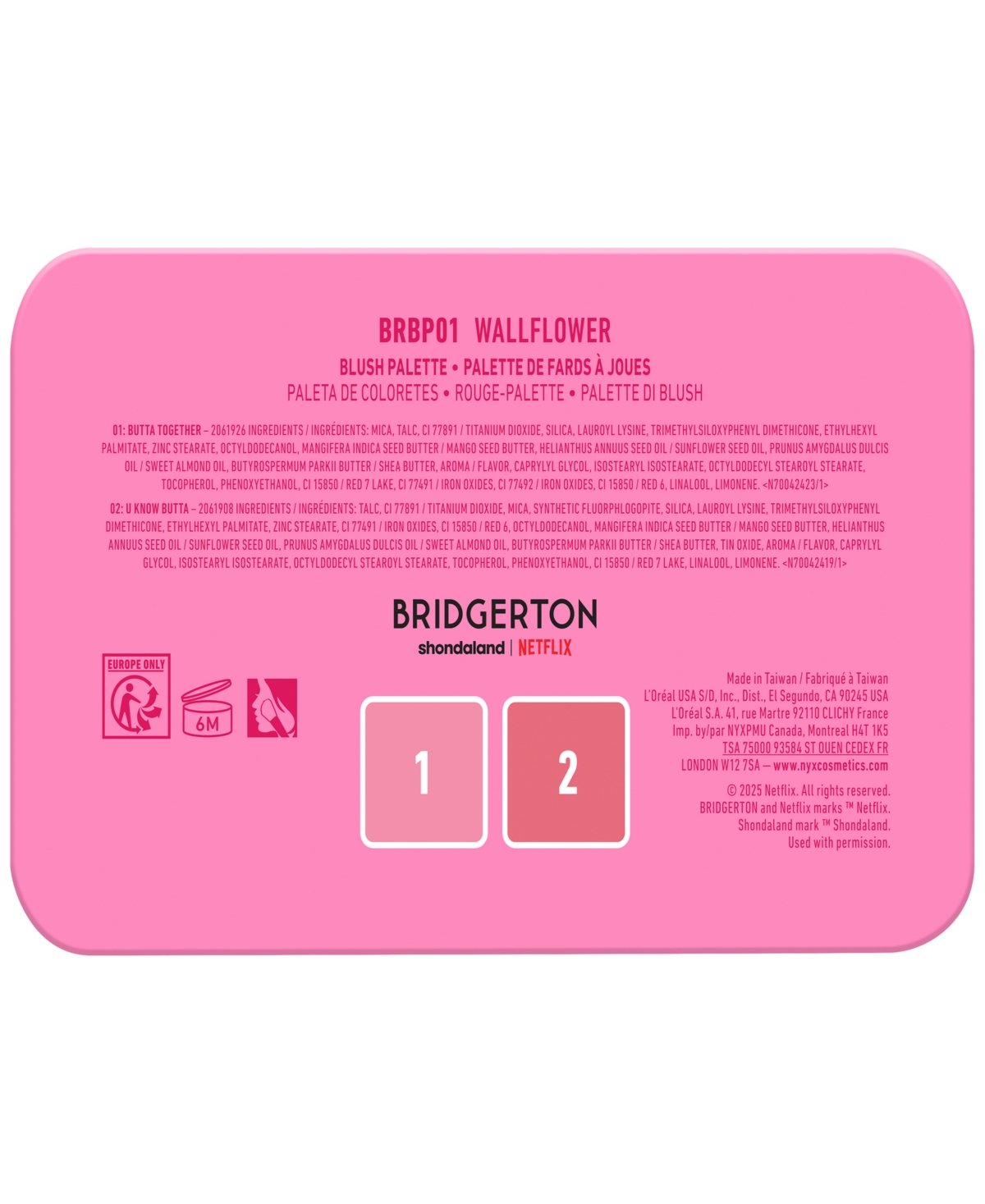 Nyx Professional Makeup Buttermelt Bridgerton Blush Palette