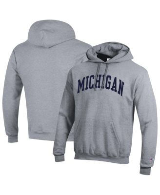 Champion - Men's Heather Gray Michigan Wolverines Basic Arch Fleece Pullover Hoodie