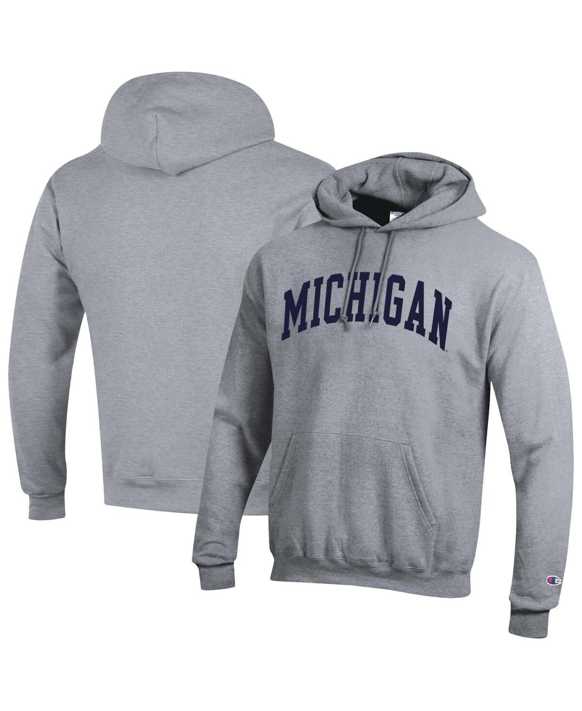Мужской флисовый пуловер с капюшоном Heather Grey Michigan Wolverines Basic Arch