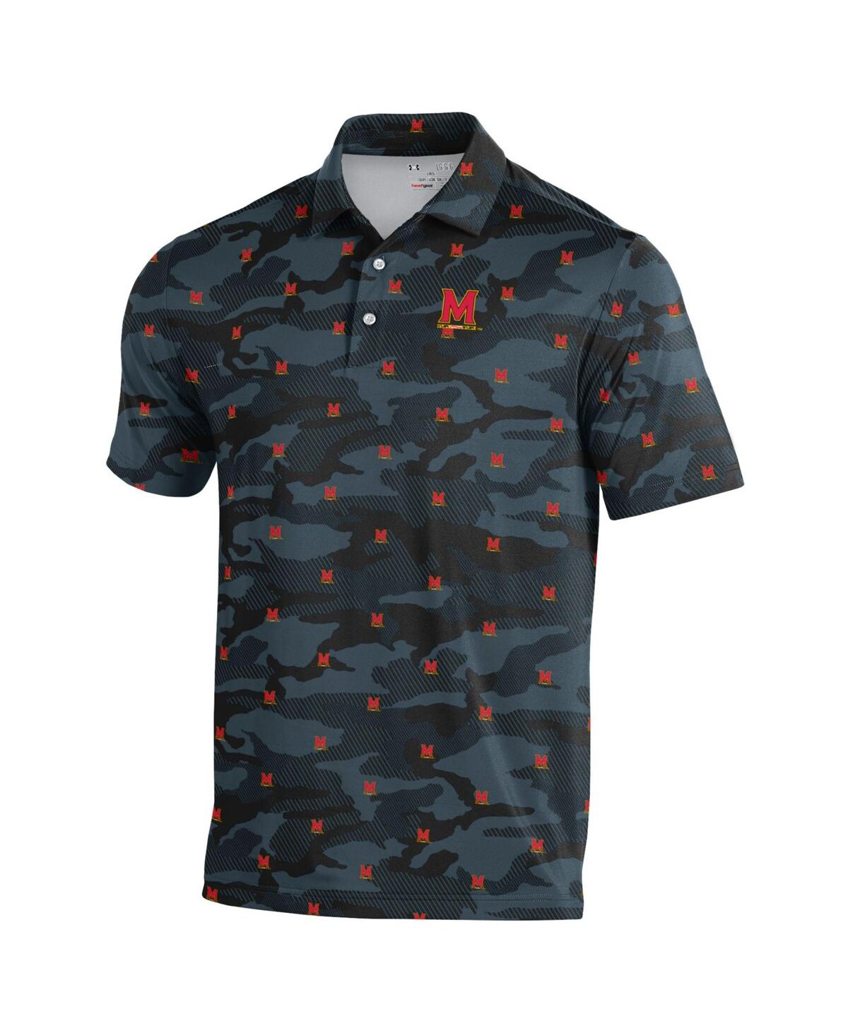Under Armour Men'sâ Black Maryland Terrapins Gameday Armourfuse Polo Shirt In Black