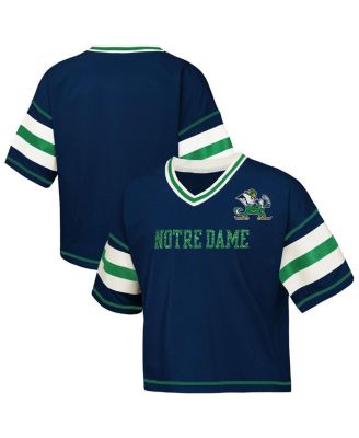 Outerstuff - Big Girls Navy Notre Dame Fighting Irish Gridiron Jersey V-Neck T-Shirt