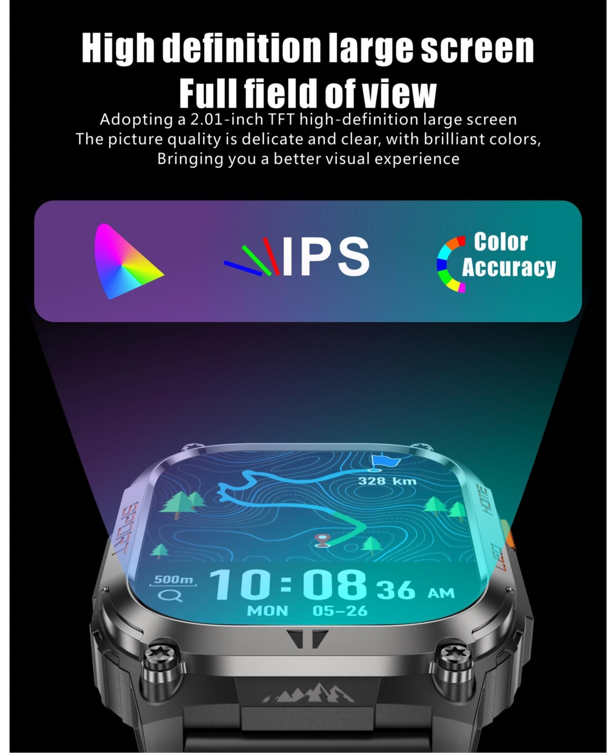 Ruxing Smart 2.01" Smart Watch for Women Men With Outdoor positioning, Calling,Intelligent Reminder , Sport Modes, IP68, 630mAh