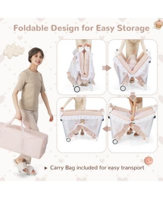 Girls Ortable Playpen Crib Cradle Bassinet Changing Pad Mosquito Net Toys w Bag
