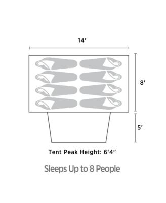 8 Person 3 Season Easy Up Camping Dome Tent with Rainfly & Porch, Blue