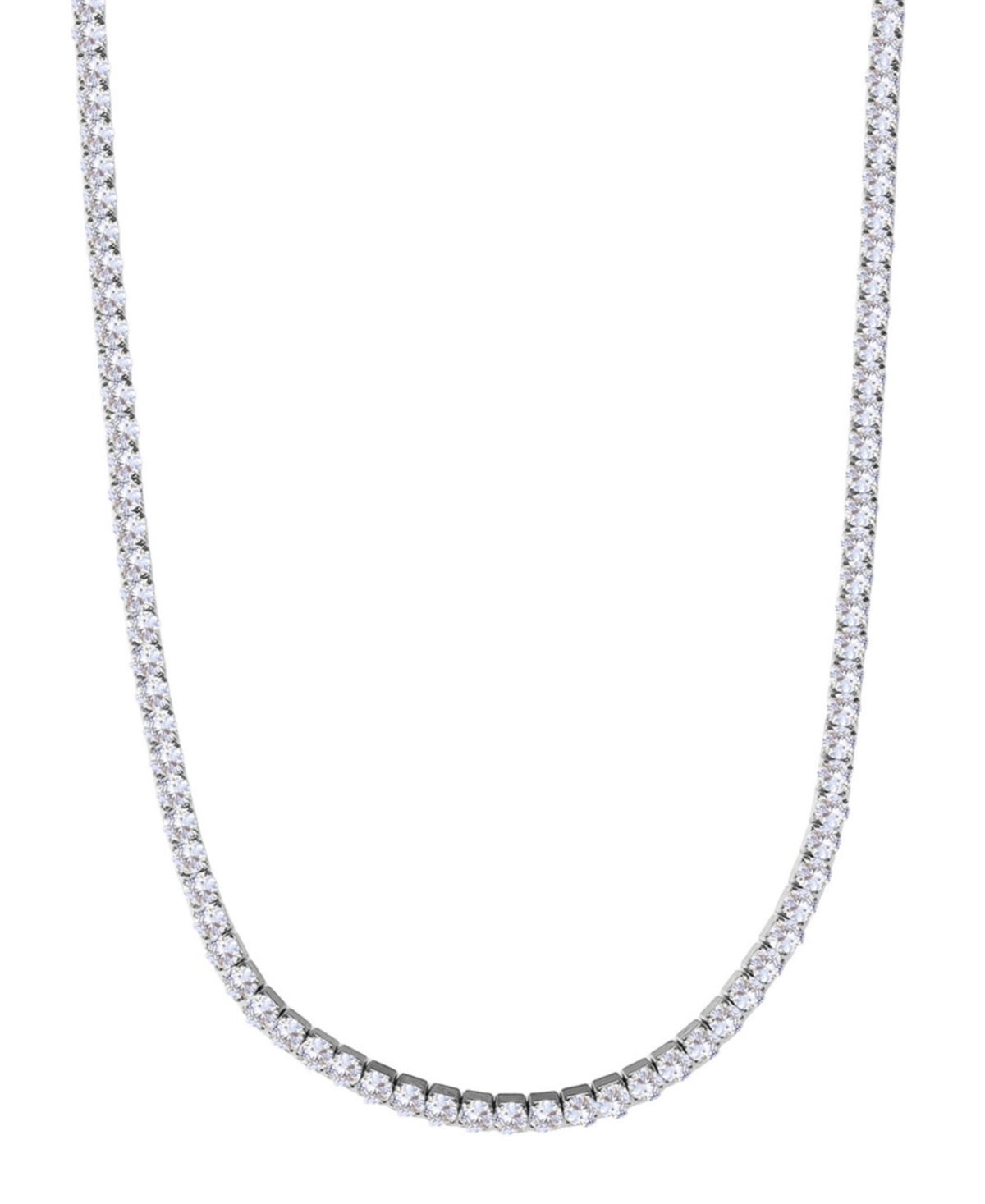 Adornia Silver Crystal 3mm Tennis Chain Necklace In Silver