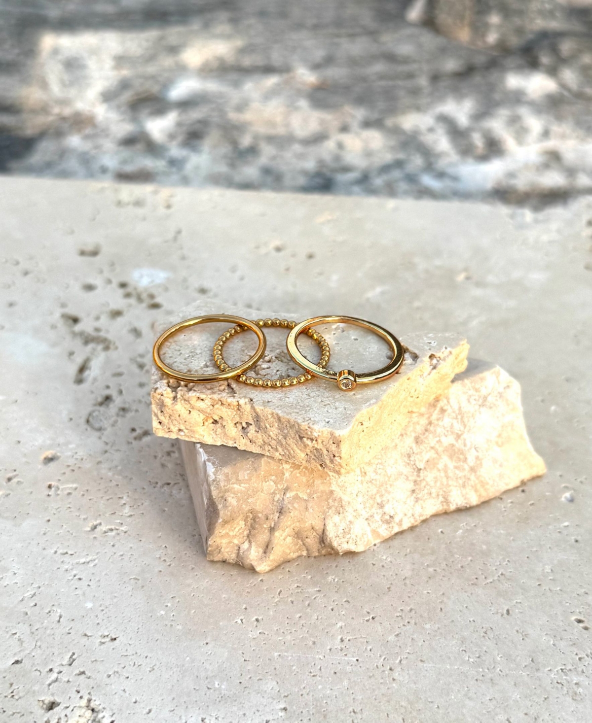 Adornia Tarnish Resistant Gold Ring Set