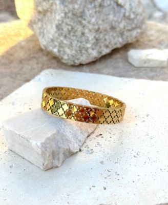 Tarnish Resistant Gold Clover Bangle