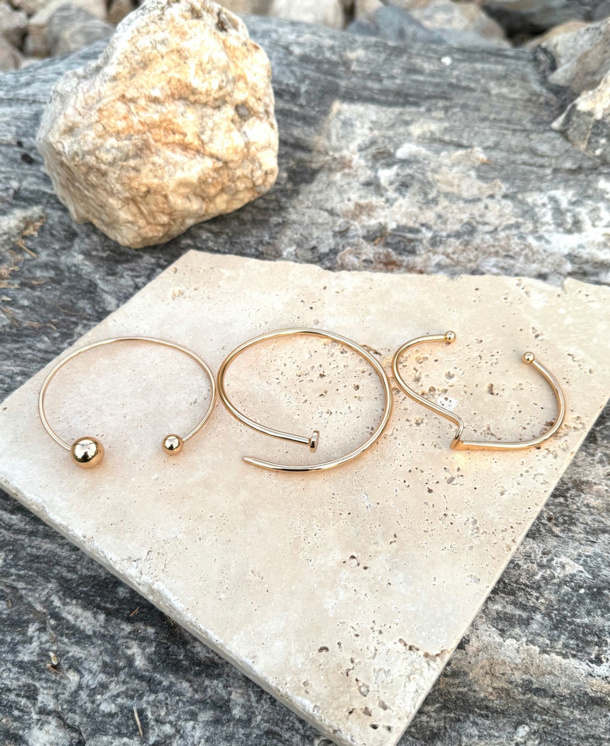 Adornia Plated 3-cuff Bracelet Set In Gold