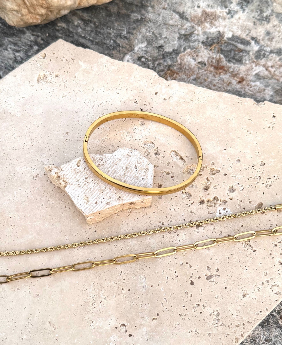 Adornia Tarnish Resistant 18k Gold Plated Cuff And Chain Bracelet Set In Gold