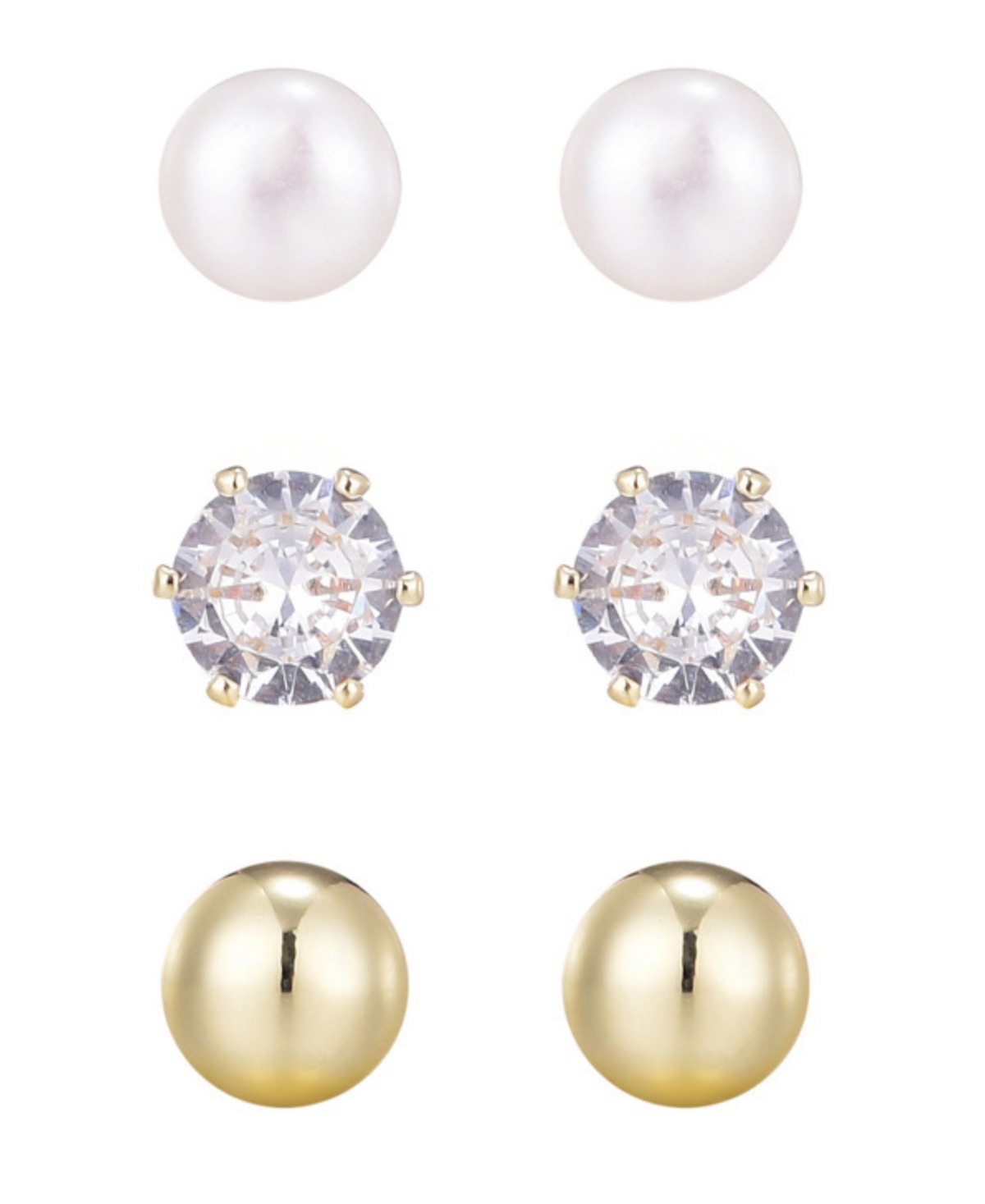 Adornia 14k Plated 5mm Pearl Stud Earring Set In Gold