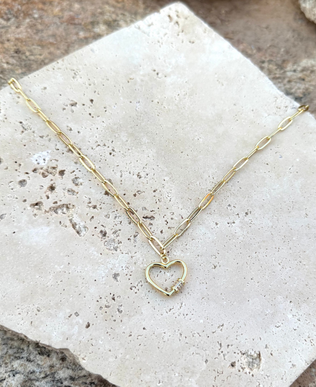 Adornia Gold Carabiner Heart Necklace