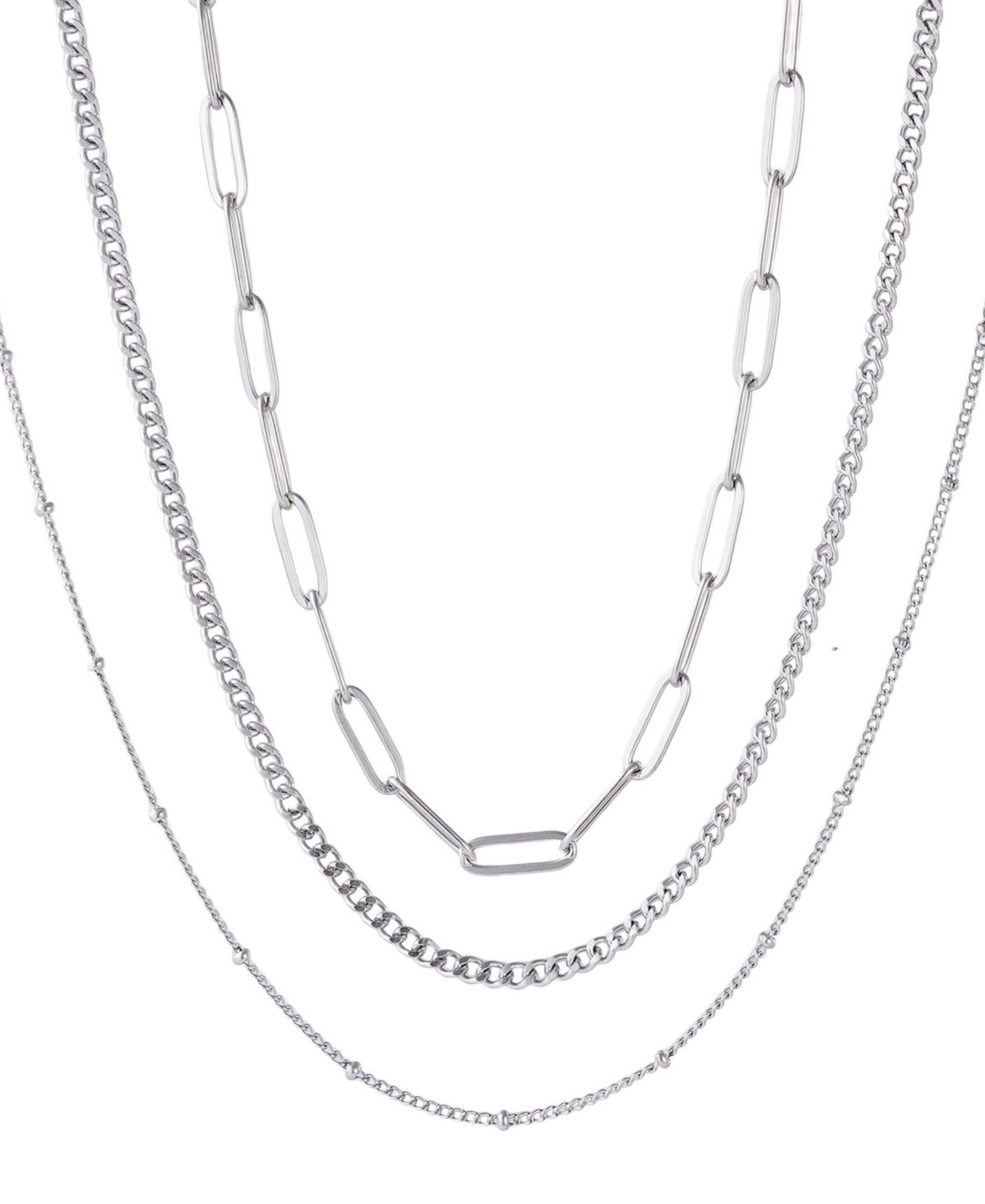 Adornia Tarnish Resistant Silver Chain Necklace Set In Silver