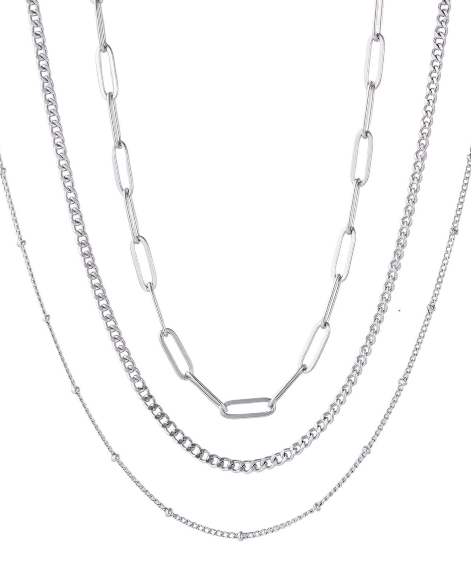 Tarnish Resistant Silver Chain Necklace Set