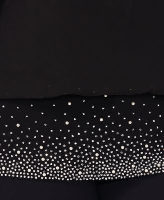 Plus Size Embellished Chiffon Blouse