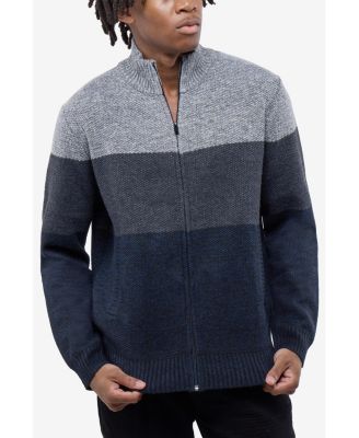 Men's Full Zip Mock Neck Sweater With Fleece Lining