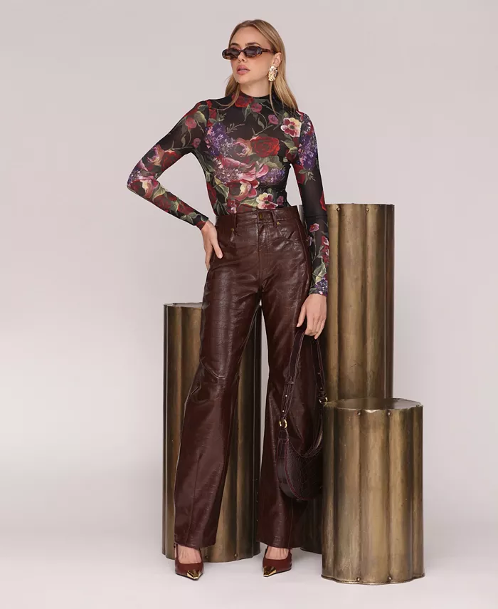 Women's Straight-Leg Faux Leather Pants - thumbnail 6