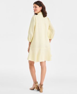 Women's 100% Linen Flounce Shirtdress, Created for Macy's