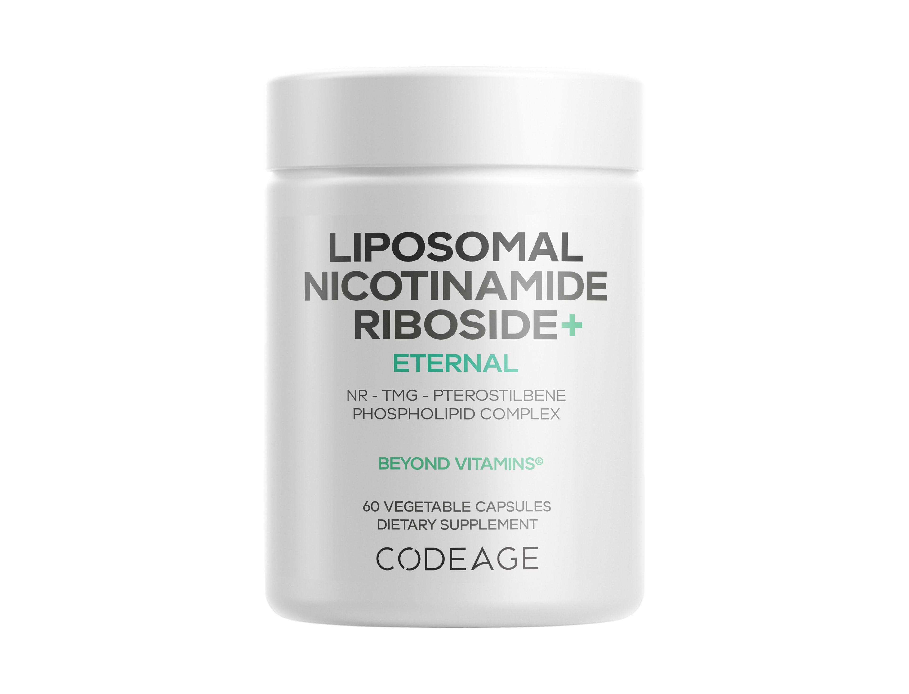 Codeage Liposomal Nicotinamide Riboside+ Supplement - 500 mg Nicotinamide Riboside - Betaine Anhydrous, Trans-Pterostilbene - Non-gmo - 60 Capsules