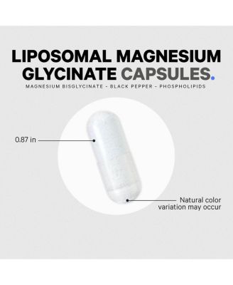 Liposomal Magnesium Glycinate Supplement - Magnesium Bisglycinate Pills - BioPerine Black Pepper - Liposomal Delivery - Non-GMO, Gluten-Free Mineral - 120 Capsules