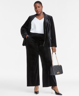 I.N.C. International Concepts - Plus Size High-Rise Wide-Leg Velvet Pants