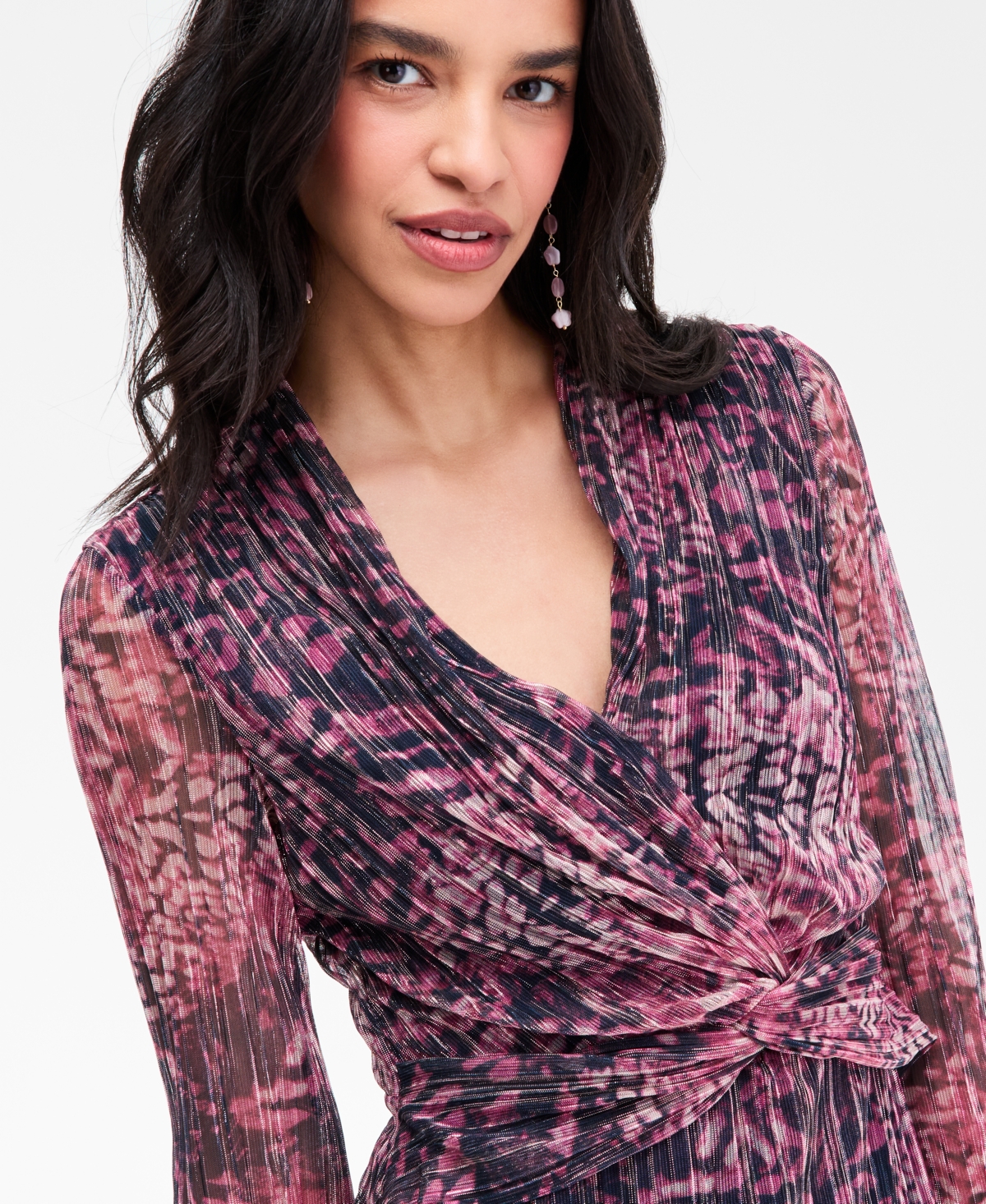 Anne Klein Women's V-Neck Twist-Front Midi Dress