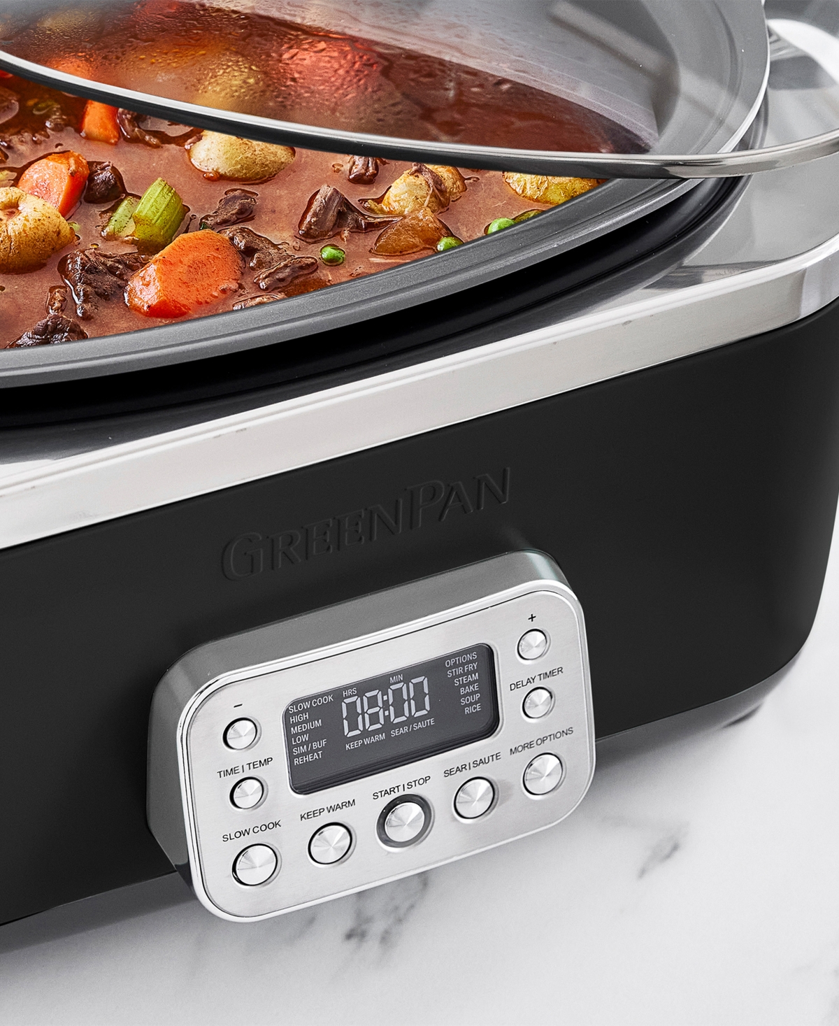 Greenpan Elite 6 Quart Ceramic Nonstick Slow Cooker In Black