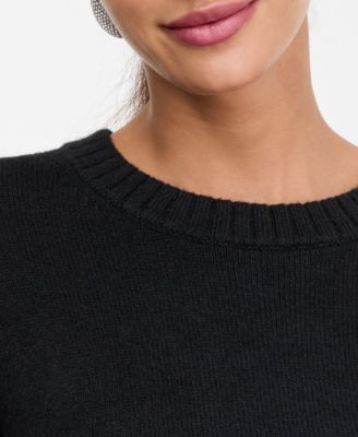 Women's Ribbed-Trim Crewneck Pullover Sweater, Macy's Exclusive