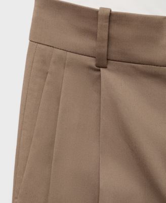 Women's Pleated Straight Cotton Pants