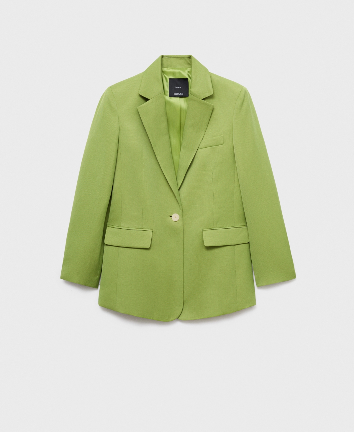 Mango Linen-blend Suit Blazer In Green