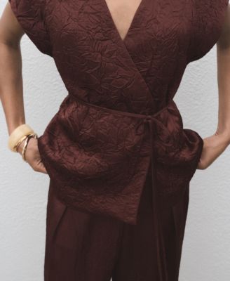 Women's Double-Breasted Crinkled-Effect Vest