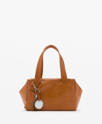 MANGO - Women's Charms Detail Medium Leather Shoulder Bag