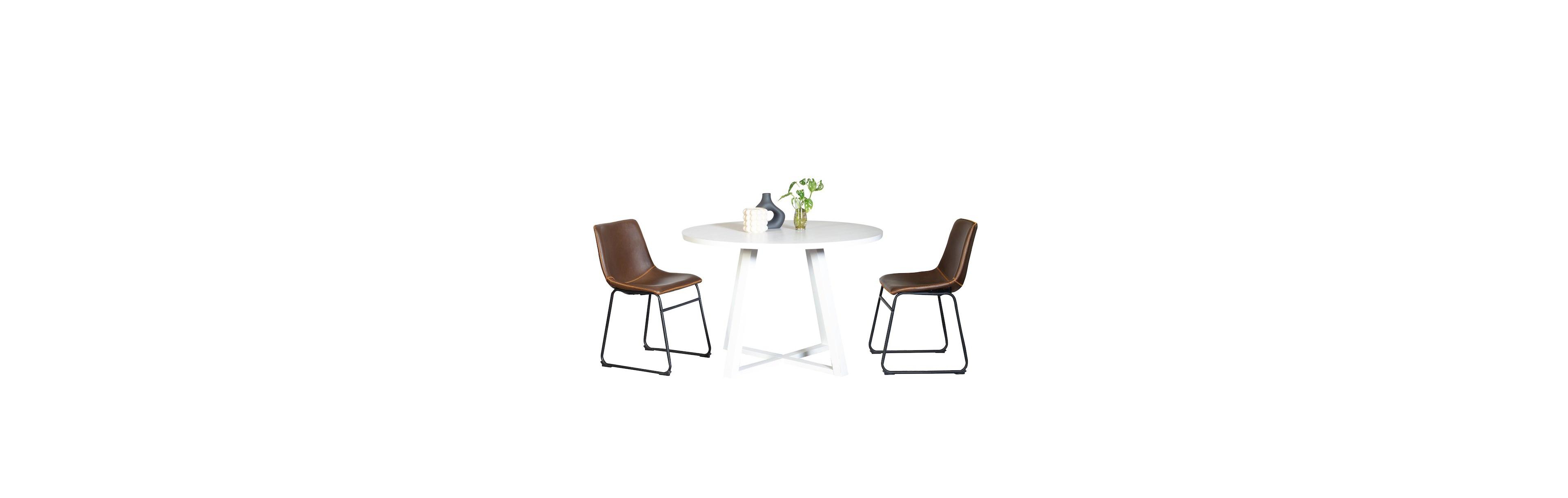 Roundhill Furniture Varna 3-Pc Round Dining Set, Trestle Dining Table with 2 Chairs, Antique Brown