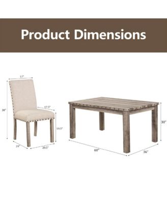 5-Pc Set Farmhouse Dining Table & Upholstered Chairs with High Back for Kitchen or Family Meals