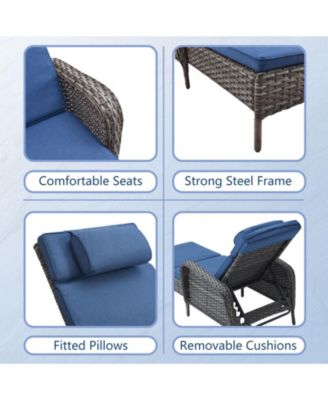 ArcLine PE Wicker Outdoor Chaise Lounge Recliner with Olefin Cushions