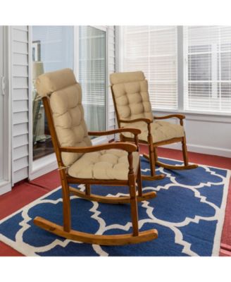 Tufted Rocking Chair Cushion, High Back Chair Cushion with Waterproof and Fade-Resistant, Set of 2