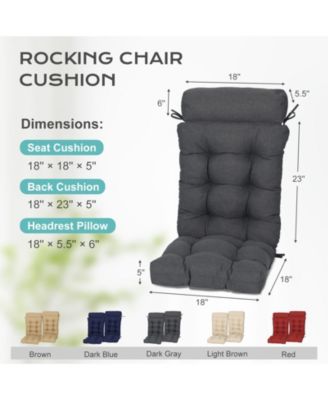Tufted Rocking Chair Cushion, High Back Chair Cushion with Waterproof and Fade-Resistant, Set of 2