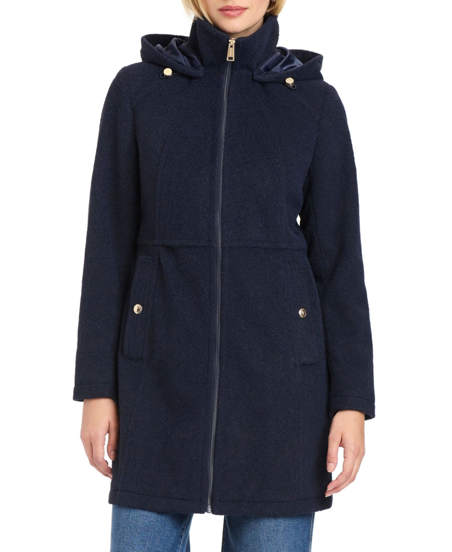 Women's Zip Front Walker Coat With Detachable Hood