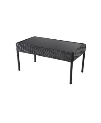 Conversation Set. Black Wicker Blue Fabric