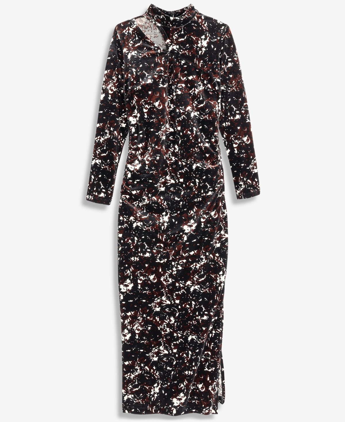 Inc International Concepts Women's Velvet Shoulder Cutout Midi Dress, Macy's Exclusive In Black