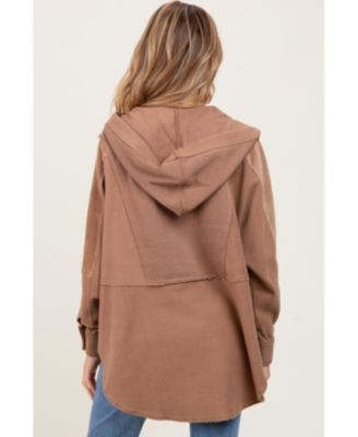 Maternity Mocha Corduroy Contrast Oversized Hoodie