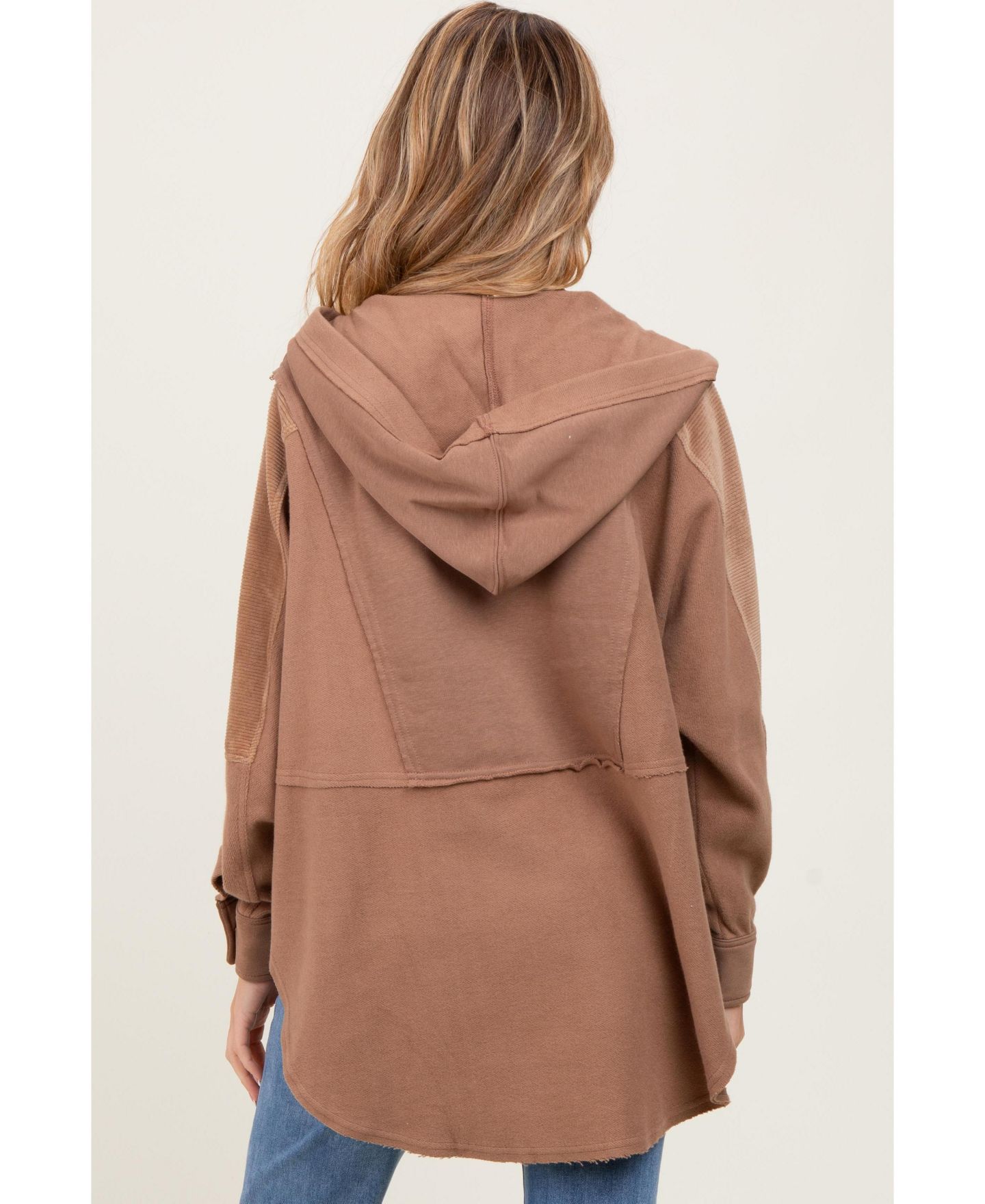 Женское худи Pinkblush Mocha Corduroy Contrast Oversized, цвет: Мокко — фото 4