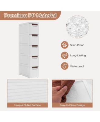 Drawer Rolling Organizer Unit Narrow Storage Cabinet with Built-In Wheels for Small Space