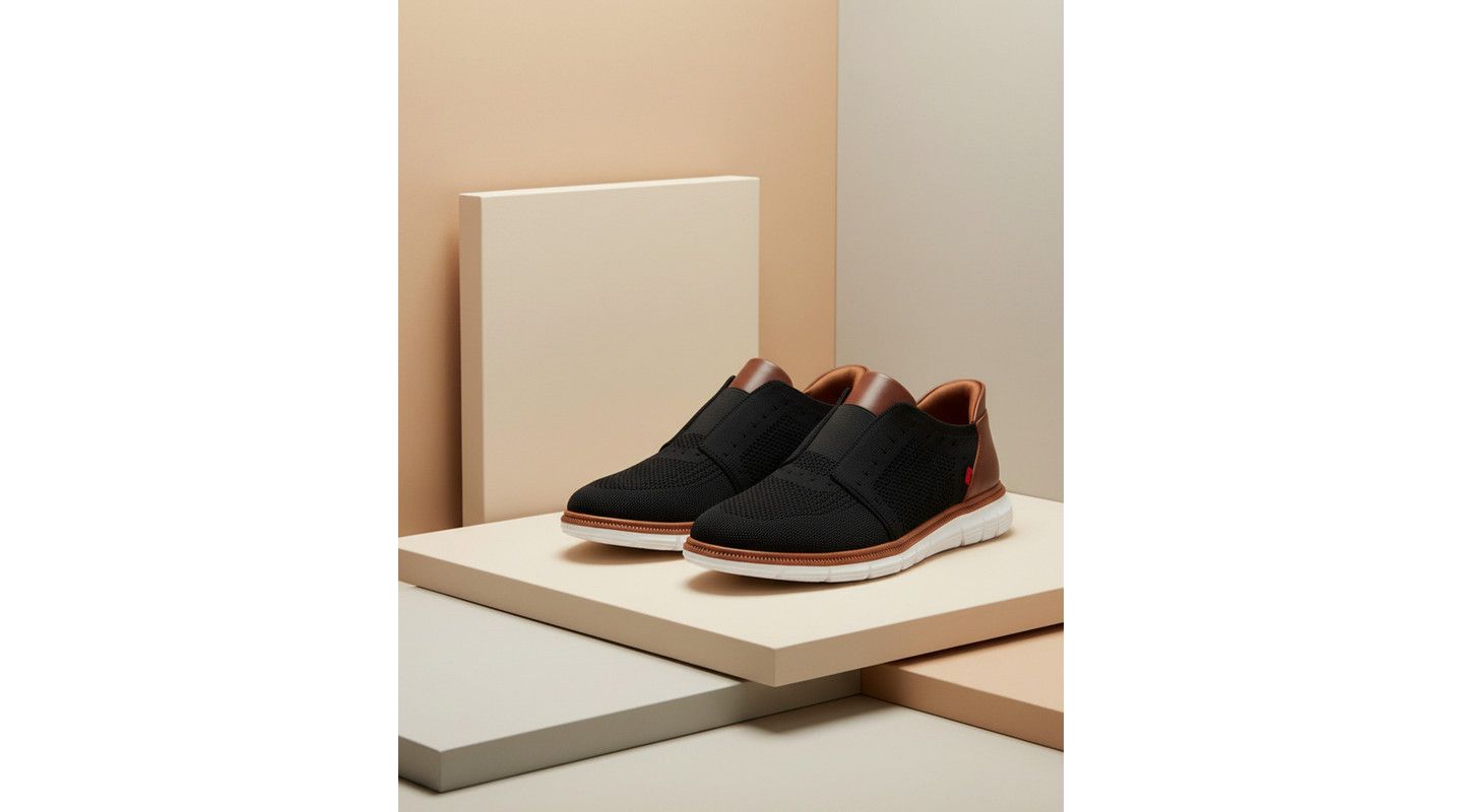 Мужские лёгкие сетчатые оксфорды Marc Joseph New York South Street без рук, слипоны, цвет: Чёрный, вариант 1 — фото 2