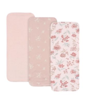 Just Born Baby 3-Pack Burp Cloths, Pink Florals, One Size - Pink florals