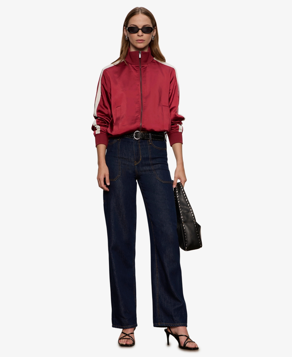Sanctuary Women's Long Sleeve Satin Track Jacket In Red