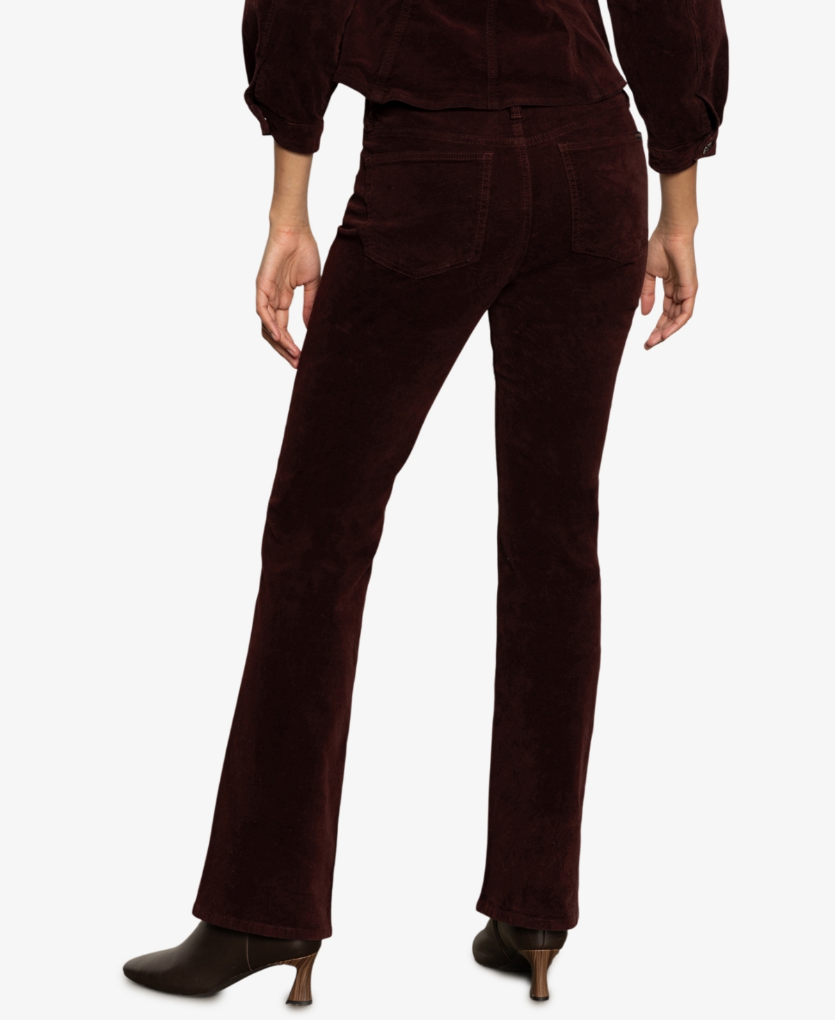 Sanctuary Women's Velveteen Brook Bootcut Stretch Pants In Burgundy
