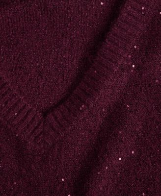 Women's Roving Sequin V-Neck Sweater, Macy's Exclusive