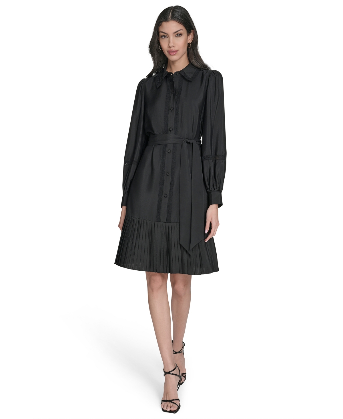 Eliza J Women's Pleated Shirt Dress In Black