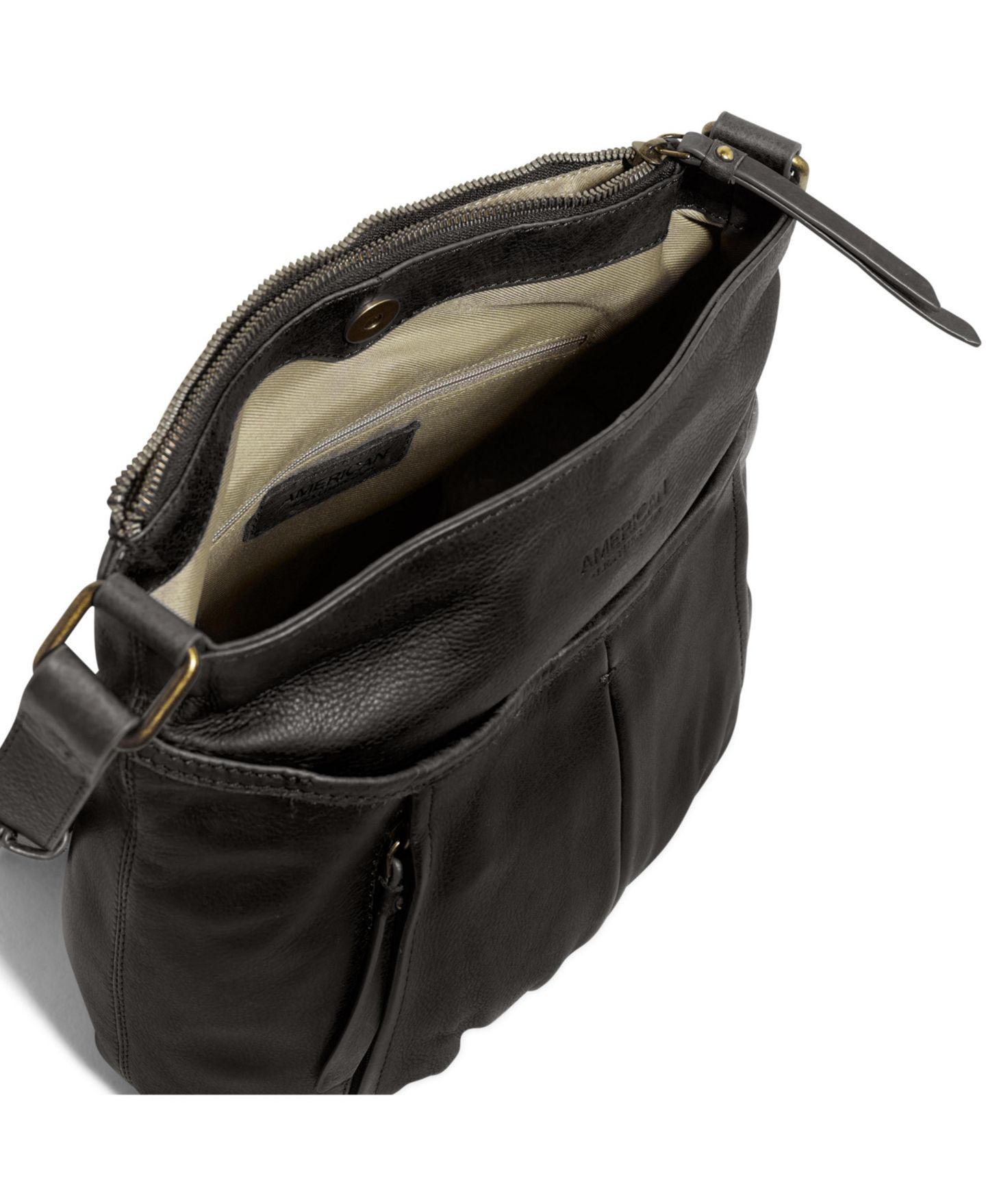 Женская сумка American Leather Co. Lennie Double Entry Crossbody, цвет: Чёрный гладкий — фото 3