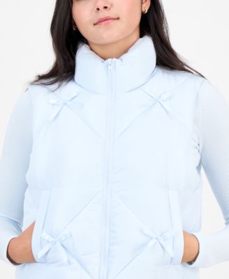 Juniors' Bow-Trim Puffer Vest